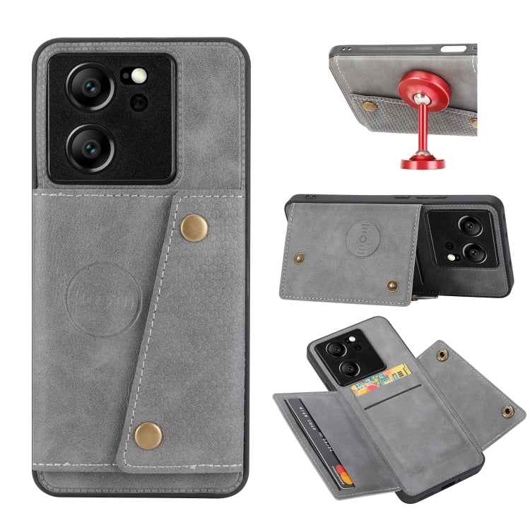 Double Buckle Card Slots Magnetic Phone Case, For Xiaomi 14 Ultra, For Xiaomi Redmi 13C 4G / Poco C65, For Xiaomi 13T / Redmi K60 Ultra, For Xiaomi Redmi Note 12R /Redmi 12 5G