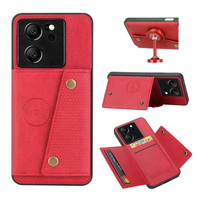 Double Buckle Card Slots Magnetic Phone Case, For Xiaomi 14 Ultra, For Xiaomi Redmi 13C 4G / Poco C65, For Xiaomi 13T / Redmi K60 Ultra, For Xiaomi Redmi Note 12R /Redmi 12 5G
