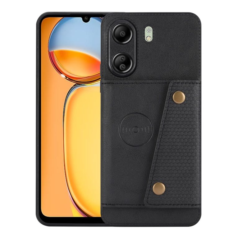 Double Buckle Card Slots Magnetic Phone Case, For Xiaomi 14 Ultra, For Xiaomi Redmi 13C 4G / Poco C65, For Xiaomi 13T / Redmi K60 Ultra, For Xiaomi Redmi Note 12R /Redmi 12 5G