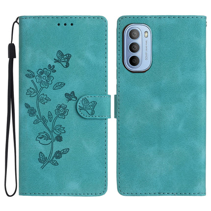 Flower Butterfly Embossing Pattern Leather Phone Case, For Motorola Moto G42, For Motorola Moto G62 5G, For Motorola Moto E32, For Motorola Moto G52
