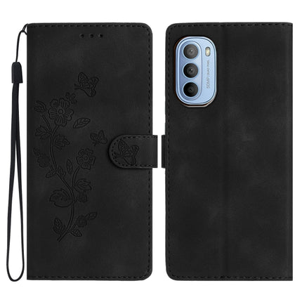 Flower Butterfly Embossing Pattern Leather Phone Case, For Motorola Moto G42, For Motorola Moto G62 5G, For Motorola Moto E32, For Motorola Moto G52