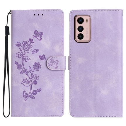 Flower Butterfly Embossing Pattern Leather Phone Case, For Motorola Moto G42, For Motorola Moto G62 5G, For Motorola Moto E32, For Motorola Moto G52