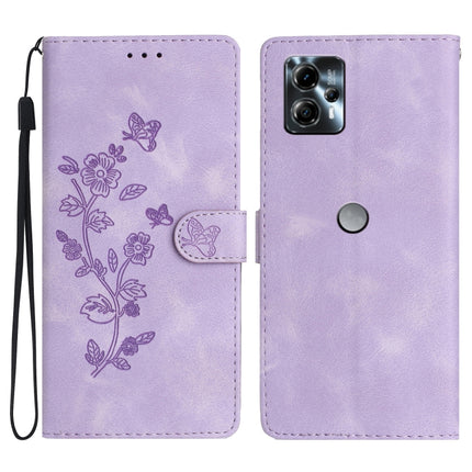 Flower Butterfly Embossing Pattern Leather Phone Case, For Motorola Moto G13, For Motorola Moto E13, For Motorola Moto G73, For Motorola Moto E22