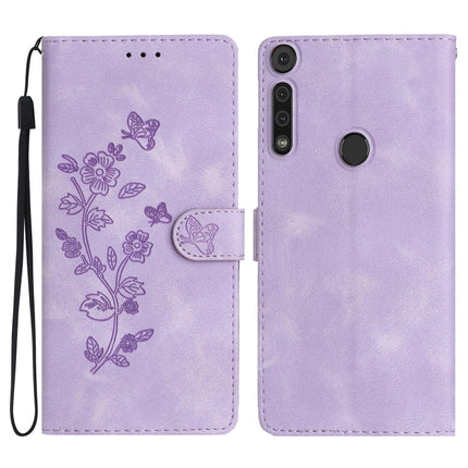 Flower Butterfly Embossing Pattern Leather Phone Case, For Motorola Edge+ 2020, For Motorola Moto E6 Play, For Motorola Moto G8 Play, For Motorola One Action