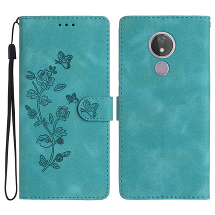 Flower Butterfly Embossing Pattern Leather Phone Case, For Motorola Moto P40 Power, For Motorola Moto G7 Power