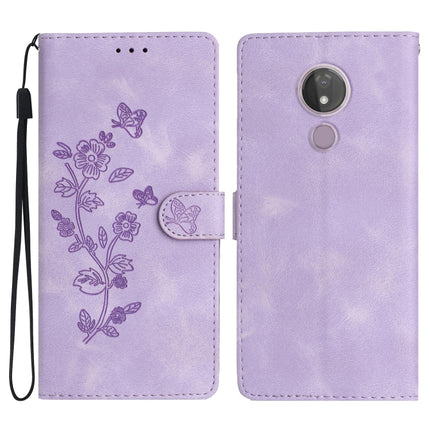 Flower Butterfly Embossing Pattern Leather Phone Case, For Motorola Moto P40 Power, For Motorola Moto G7 Power