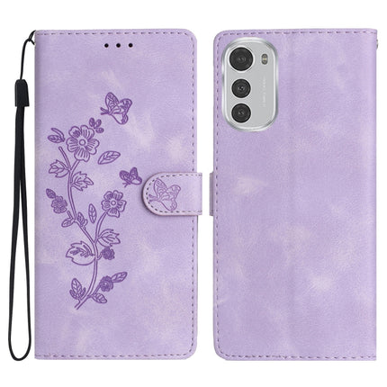 Flower Butterfly Embossing Pattern Leather Phone Case, For Motorola Moto G42, For Motorola Moto G62 5G, For Motorola Moto E32, For Motorola Moto G52