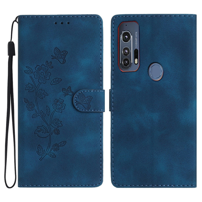 Flower Butterfly Embossing Pattern Leather Phone Case, For Motorola Edge+ 2020, For Motorola Moto E6 Play, For Motorola Moto G8 Play, For Motorola One Action