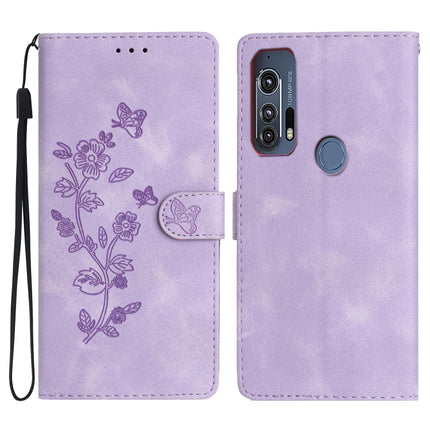 Flower Butterfly Embossing Pattern Leather Phone Case, For Motorola Edge+ 2020, For Motorola Moto E6 Play, For Motorola Moto G8 Play, For Motorola One Action