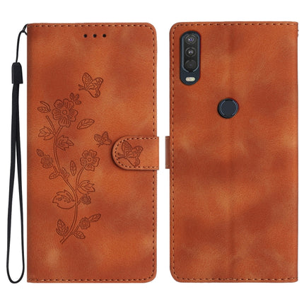 Flower Butterfly Embossing Pattern Leather Phone Case, For Motorola Edge+ 2020, For Motorola Moto E6 Play, For Motorola Moto G8 Play, For Motorola One Action