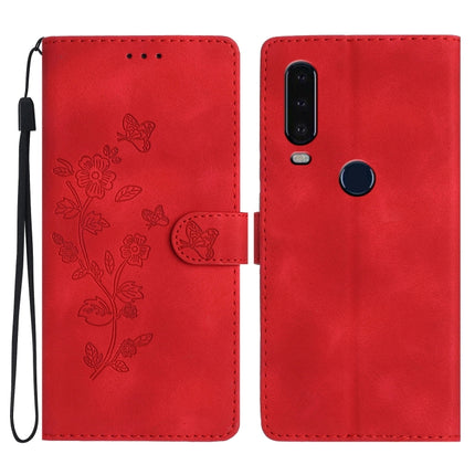Flower Butterfly Embossing Pattern Leather Phone Case, For Motorola Moto P40 Power, For Motorola Moto G7 Power