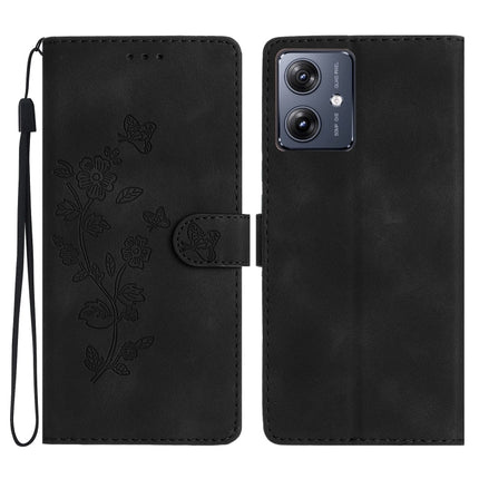 Flower Butterfly Embossing Pattern Leather Phone Case, For Motorola Moto G84 5G, For Motorola Moto G54 5G, For Motorola Moto G14 4G, For Motorola Edge 40