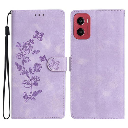 Flower Butterfly Embossing Pattern Leather Phone Case, For Motorola Moto G56 5G, For Motorola Moto E15, For Motorola Moto G05, For Motorola Moto G15