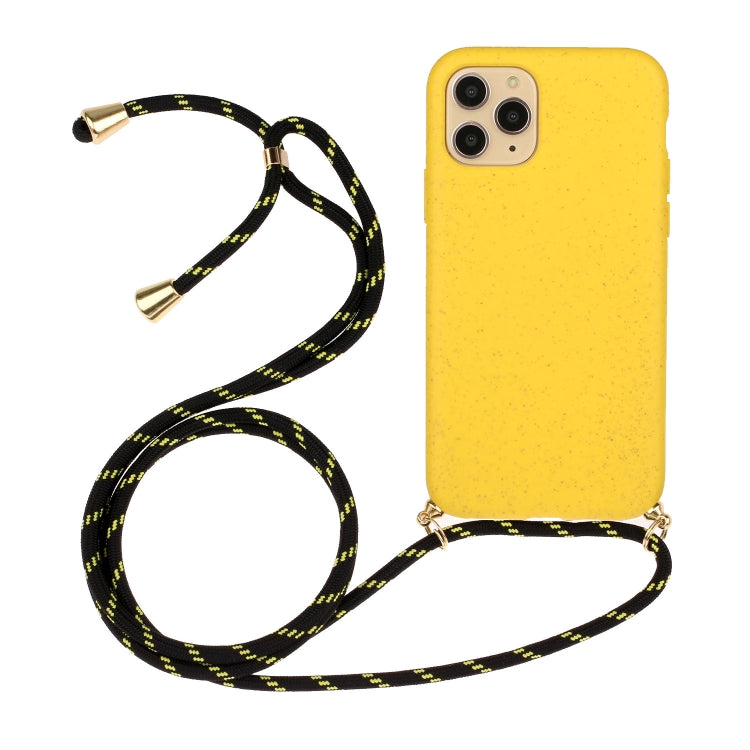 Wheat Straw Material + TPU Phone Case with Lanyard, For iPhone 15 Pro Max, For iPhone 15 Pro, For iPhone 15 Plus, For iPhone 15