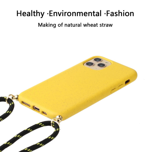 Wheat Straw Material + TPU Phone Case with Lanyard, For iPhone 15 Pro Max, For iPhone 15 Pro, For iPhone 15 Plus, For iPhone 15