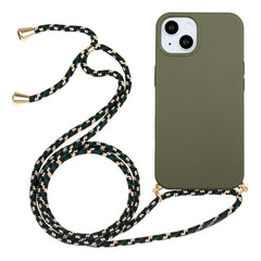 Wheat Straw Material + TPU Phone Case with Lanyard, For iPhone 15 Pro Max, For iPhone 15 Pro, For iPhone 15 Plus, For iPhone 15