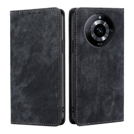 RFID Anti-theft Brush Magnetic Leather Phone Case, For Realme 11 5G Global / 11x 5G, For Realme 11 5G, For Realme 11 Pro / 11 Pro+ 5G, For Realme C65 4G