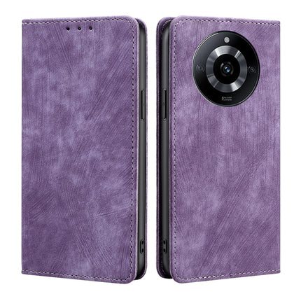 RFID Anti-theft Brush Magnetic Leather Phone Case, For Realme 11 5G Global / 11x 5G, For Realme 11 5G, For Realme 11 Pro / 11 Pro+ 5G, For Realme C65 4G