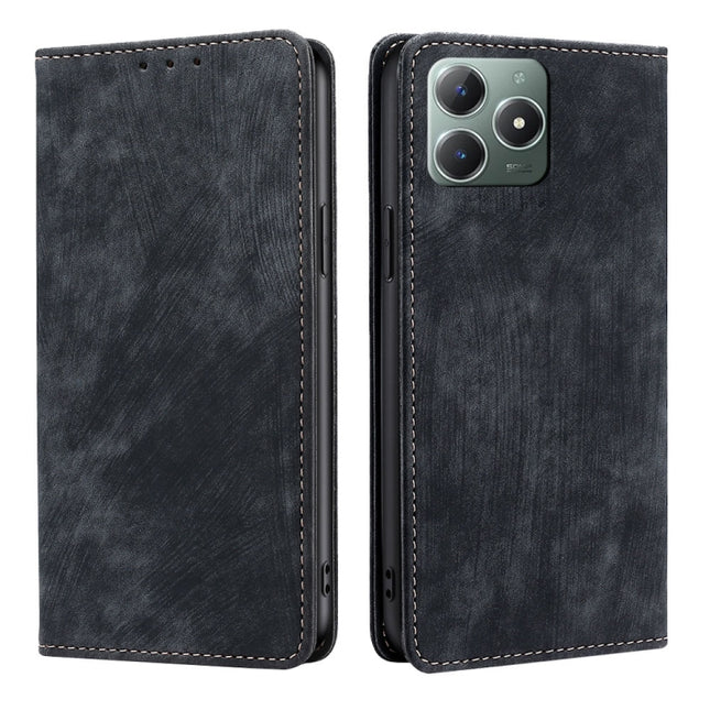 RFID Anti-theft Brush Magnetic Leather Phone Case, For Realme C61 4G, For Realme GT Neo6 SE, For Realme 12 5G, For Realme 12+ 5G