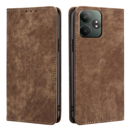 RFID Anti-theft Brush Magnetic Leather Phone Case, For Realme C61 4G, For Realme GT Neo6 SE, For Realme 12 5G, For Realme 12+ 5G