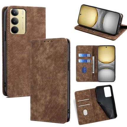RFID Anti-theft Brush Magnetic Leather Phone Case, For Realme 14 Pro+ 5G, For Realme 14 Pro 5G Global, For Realme C75 4G / 14x 5G Global, For Realme 13 Pro 5G