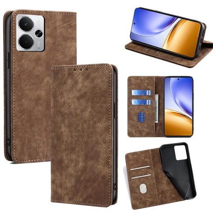 RFID Anti-theft Brush Magnetic Leather Phone Case, For Realme GT 7 5G Global, For Realme 14 5G Global, For Realme P3 Ultra 5G, For Realme P3 Pro 5G Global
