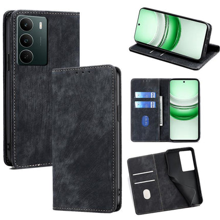 RFID Anti-theft Brush Magnetic Leather Phone Case, For Realme C85 5G, For Realme C85 Pro 4G, For Realme 15T 5G Global, For Realme C71 4G