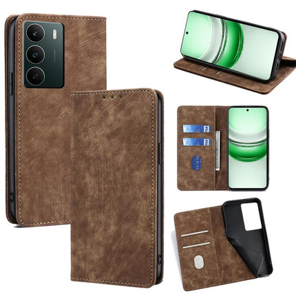 RFID Anti-theft Brush Magnetic Leather Phone Case, For Realme C85 5G, For Realme C85 Pro 4G, For Realme 15T 5G Global, For Realme C71 4G