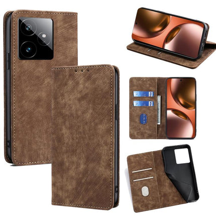 RFID Anti-theft Brush Magnetic Leather Phone Case, For Realme GT 7 5G Global, For Realme 14 5G Global, For Realme P3 Ultra 5G, For Realme P3 Pro 5G Global