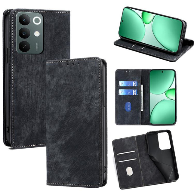 RFID Anti-theft Brush Magnetic Leather Phone Case, For Realme C85 5G, For Realme C85 Pro 4G, For Realme 15T 5G Global, For Realme C71 4G