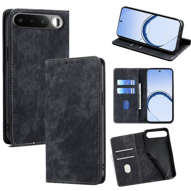 RFID Anti-theft Brush Magnetic Leather Phone Case, For Realme 16 5G Global, For Realme 16 Pro+ 5G, For Realme 16 Pro 5G, For Realme P4x 5G