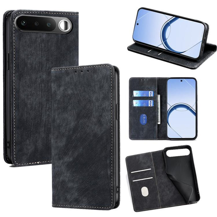 RFID Anti-theft Brush Magnetic Leather Phone Case, For Realme 16 5G Global, For Realme 16 Pro+ 5G, For Realme 16 Pro 5G, For Realme P4x 5G
