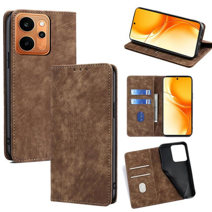 RFID Anti-theft Brush Magnetic Leather Phone Case, For Realme P4 Power 5G, For Realme Note 80 4G, For Realme C83 5G, For Realme Neo8 5G