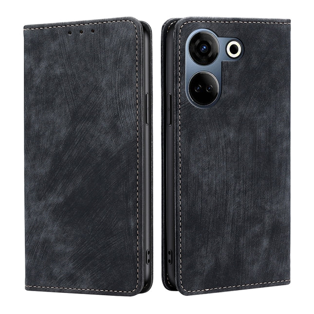RFID Anti-theft Brush Magnetic Leather Phone Case, For Tecno Camon 20 Pro 4G