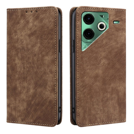 RFID Anti-theft Brush Magnetic Leather Phone Case, For Tecno Camon 30 Premier 5G, For Tecno Pova 6 Neo 4G, For Tecno Camon 30 Pro 5G, For Tecno Camon 30