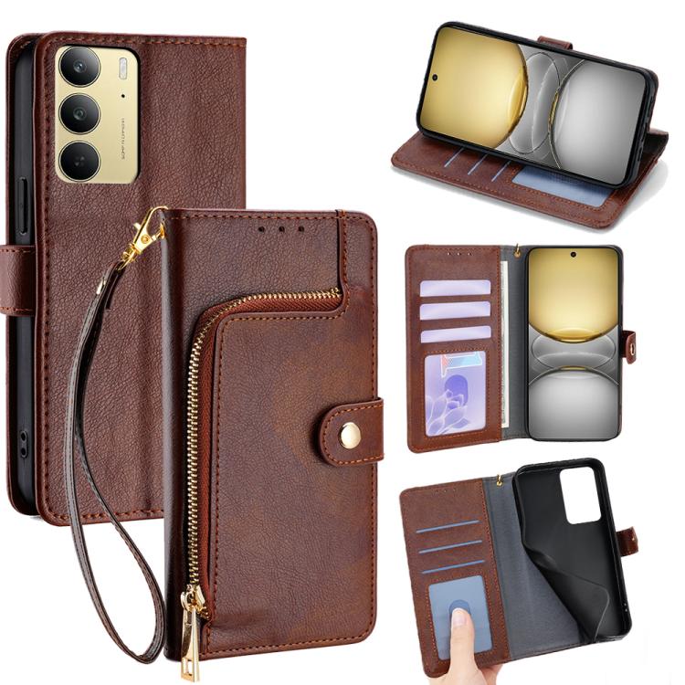 Zipper Bag Leather Phone Case, For Realme 14 5G Global, For Realme P3 Ultra 5G, For Realme P3 Pro 5G Global, For Realme 14 Pro+ 5G, For Realme 14 Pro 5G Global, For Realme C75 4G / 14x 5G Global