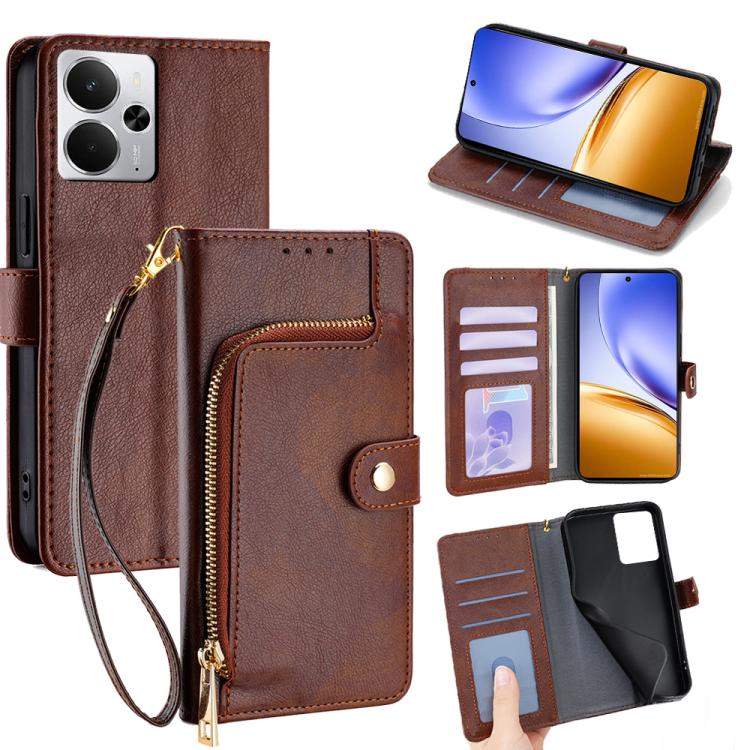 Zipper Bag Leather Phone Case, For Realme 14 5G Global, For Realme P3 Ultra 5G, For Realme P3 Pro 5G Global, For Realme 14 Pro+ 5G, For Realme 14 Pro 5G Global, For Realme C75 4G / 14x 5G Global