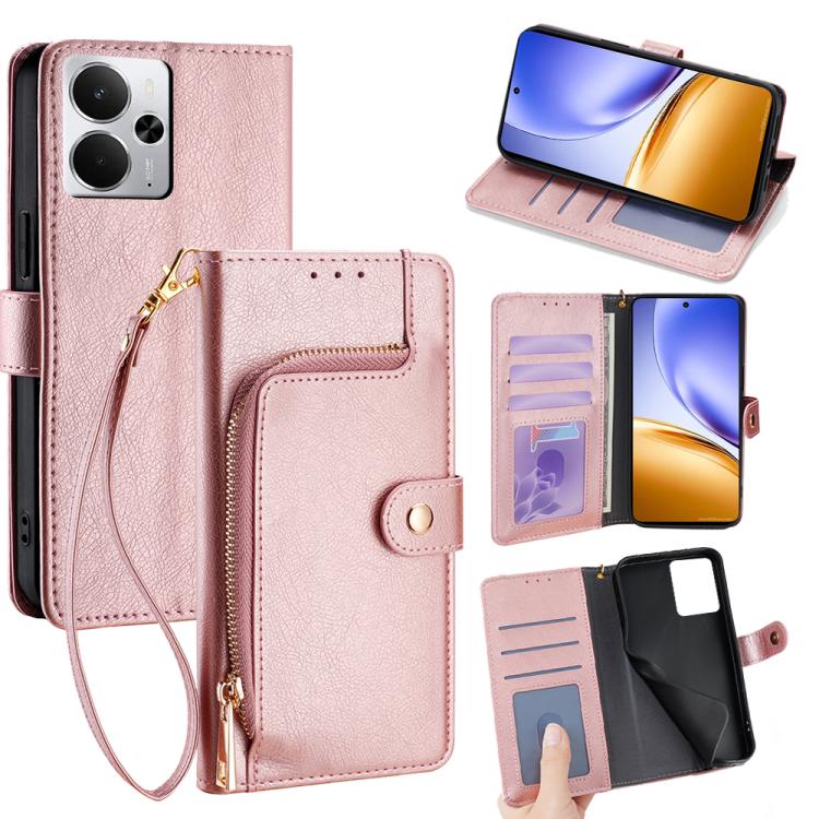 Zipper Bag Leather Phone Case, For Realme 14 5G Global, For Realme P3 Ultra 5G, For Realme P3 Pro 5G Global, For Realme 14 Pro+ 5G, For Realme 14 Pro 5G Global, For Realme C75 4G / 14x 5G Global