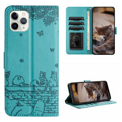 Cat Embossing Pattern Leather Phone Case with Lanyard, For iPhone 12, For iPhone 12 Pro Max, For iPhone 12 mini, For iPhone 11 Pro Max, For iPhone 11, For iPhone 11 Pro