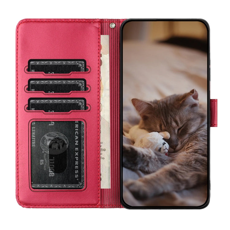 Cat Embossing Pattern Leather Phone Case with Lanyard, For iPhone 13, For iPhone 13 mini, For iPhone 12, For iPhone 12 Pro Max