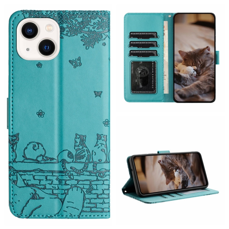 Leder-Handyhülle mit Katzenprägung und Umhängeband, für iPhone 14 Pro Max, für iPhone 7 / 8 / SE 2020 / SE 2022, für iPhone 13 Pro Max, für iPhone 13 Pro, für iPhone 13, für iPhone 13 mini