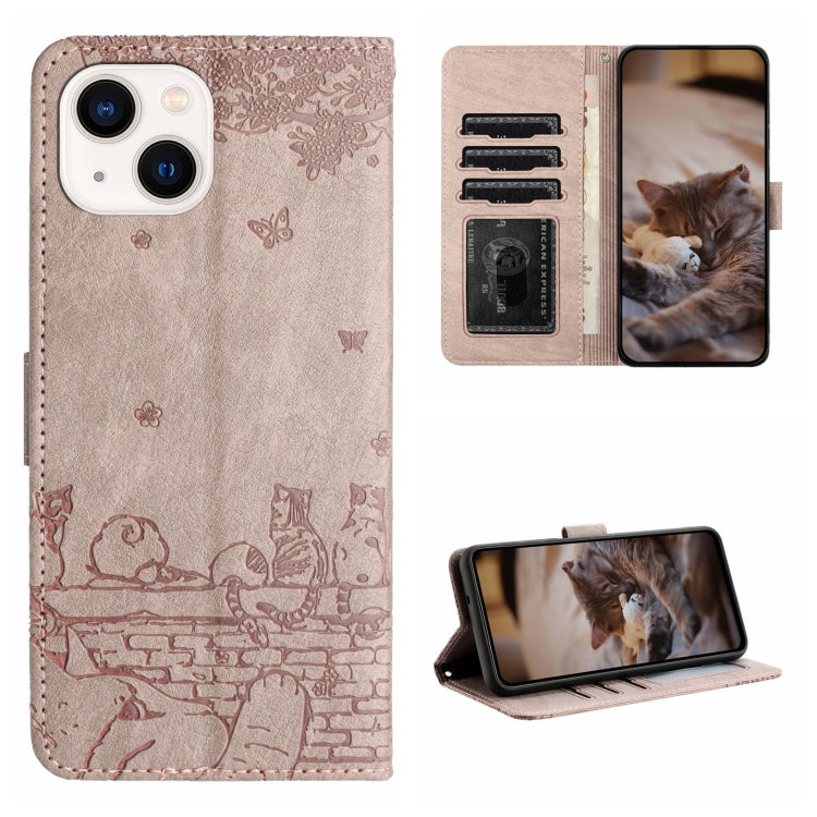 Leder-Handyhülle mit Katzenprägung und Umhängeband, für iPhone 14 Pro Max, für iPhone 7 / 8 / SE 2020 / SE 2022, für iPhone 13 Pro Max, für iPhone 13 Pro, für iPhone 13, für iPhone 13 mini