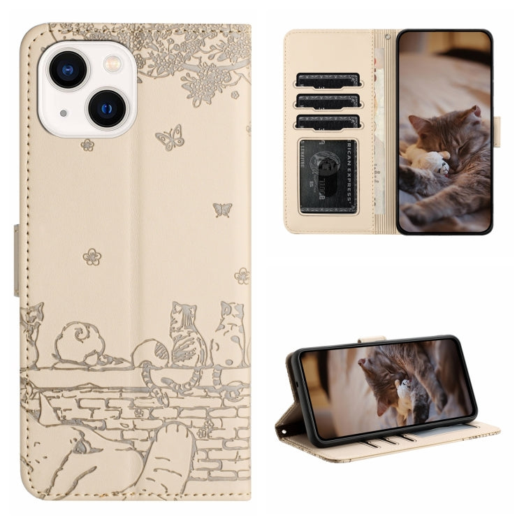 Leder-Handyhülle mit Katzenprägung und Umhängeband, für iPhone 14 Pro Max, für iPhone 7 / 8 / SE 2020 / SE 2022, für iPhone 13 Pro Max, für iPhone 13 Pro, für iPhone 13, für iPhone 13 mini