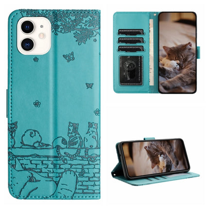 Cat Embossing Pattern Leather Phone Case with Lanyard