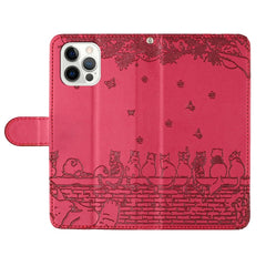 Funda de cuero con estampado de gato en relieve para teléfono con cordón, para iPhone 16 Pro Max, para iPhone 16 Pro, para iPhone 16 Plus, para iPhone 16, para iPhone SE 2024, para iPhone 15 Pro Max