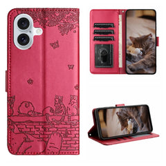 Funda de cuero con estampado de gato en relieve para teléfono con cordón, para iPhone 16 Pro Max, para iPhone 16 Pro, para iPhone 16 Plus, para iPhone 16, para iPhone SE 2024, para iPhone 15 Pro Max