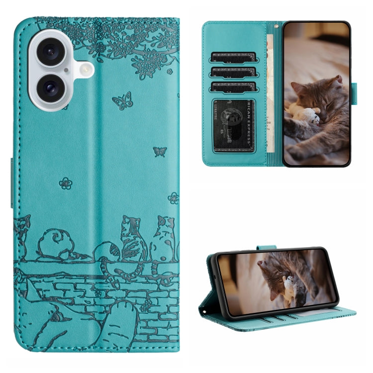 Leder-Handyhülle mit Katzenprägung und Umhängeband, für iPhone 14 Pro Max, für iPhone 7 / 8 / SE 2020 / SE 2022, für iPhone 13 Pro Max, für iPhone 13 Pro, für iPhone 13, für iPhone 13 mini