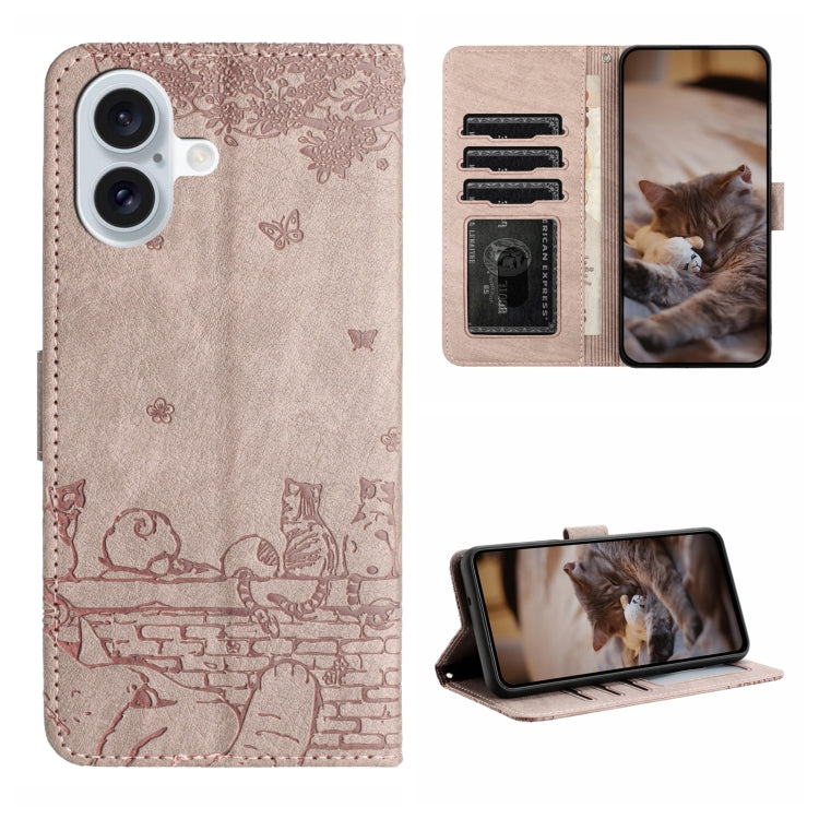 Leder-Handyhülle mit Katzenprägung und Umhängeband, für iPhone 14 Pro Max, für iPhone 7 / 8 / SE 2020 / SE 2022, für iPhone 13 Pro Max, für iPhone 13 Pro, für iPhone 13, für iPhone 13 mini