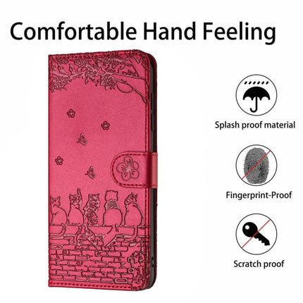 Cat Embossing Pattern Leather Phone Case with Lanyard, For iPhone 16e / 17e, For iPhone 17 Pro Max, For iPhone 17 Pro, For iPhone 17
