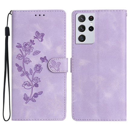 Flower Butterfly Embossing Pattern Leather Phone Case, For Samsung Galaxy S21 5G, For Samsung Galaxy S21+ 5G, For Samsung Galaxy S21 Ultra 5G, For Samsung Galaxy A02s EU